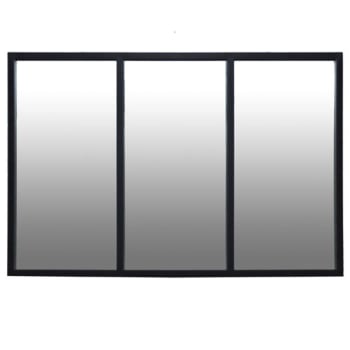 Bricklane - Miroir atelier verrière en métal noir 60x90