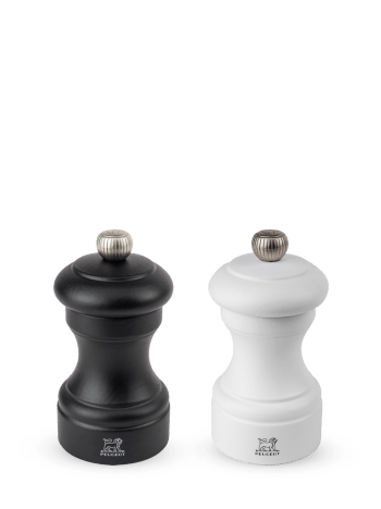 Bistro - Duo moulins poivre et sel manuels en bois noir et blanc H10cm