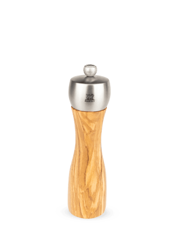 Fidji - Moulin à sel manuel en bois d'olivier et inox H20cm