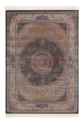 Täbriz - Hochwertiger, seidiger Vintage-Teppich in feinem gewebten Blau 140x80
