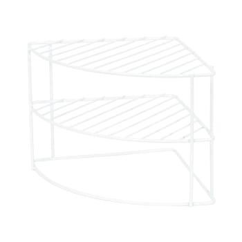 Étagère d'angle pour vaisselle en acier laqué blanc 26x26cm