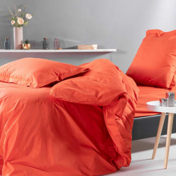 Percale monteleone - Drap housse en Coton Orange 2x90x200 cm