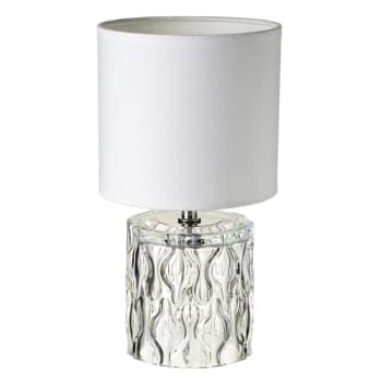 VERRE - Lámpara de mesita de noche tallada luxury cristal blanca de29x15x15 cm