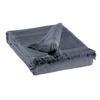 Lot De 2 Draps De Bain 100x150cm Eponge 600 Gr / M² Pur Coton Gris