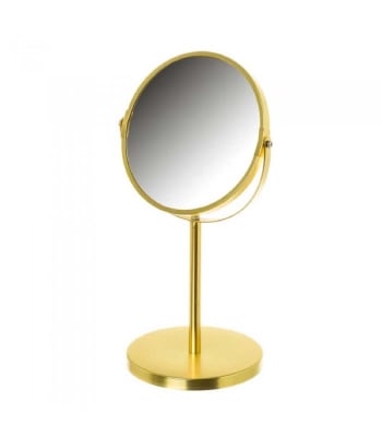 DOUBLE FACE - Miroir grossissant x2 en métal doré D18,5
