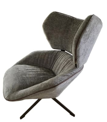Bequemer Sessel aus grauem AlcantaraStoff Tessano Maisons du Monde