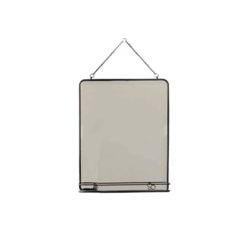 CHAUMONT - Miroir métal rectangulaire étagère noir 42x52