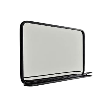 Bricklane - Miroir rectangulaire en métal noir avec étagère 60 x 35 cm