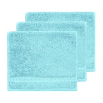 Luxury - Lot de 3 serviettes invité 550 g/m²  bleu turquoise 30x50 cm