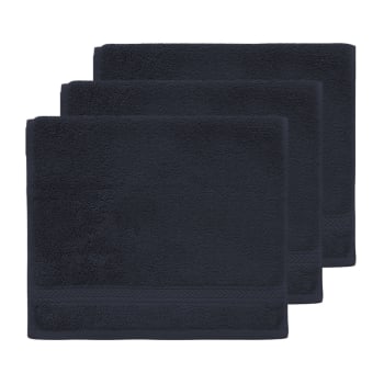 Luxury - Lot de 3 serviettes invité 550 g/m²  bleu nuit 30x50 cm