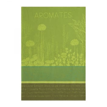 Aromates - Torchon en jacquard de coton vert 50x75