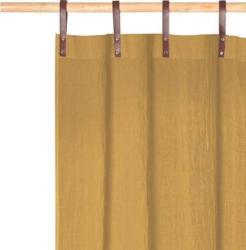 Evi - Panneau voilage finition pattes aspect cuir moutarde 245 x 135