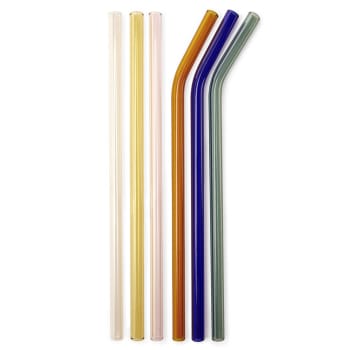 PAILLES - 6 pailles colorées réutilisables en verre