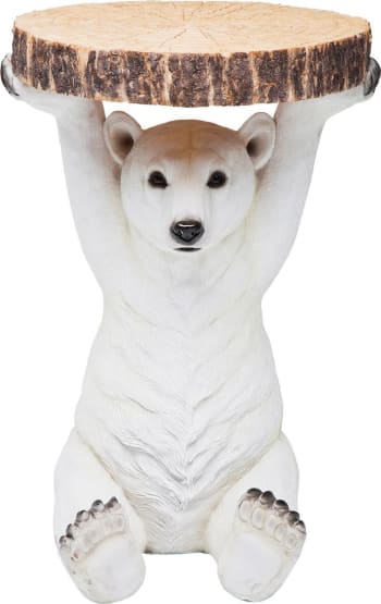 Animal - Table d'appoint ours blanc en polyrésine