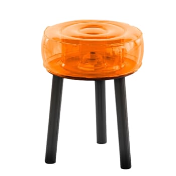 FLOOFY - Tabouret tpu orange cristal pieds en aluminium