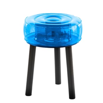 FLOOFY - Tabouret tpu bleu cristal pieds en aluminium