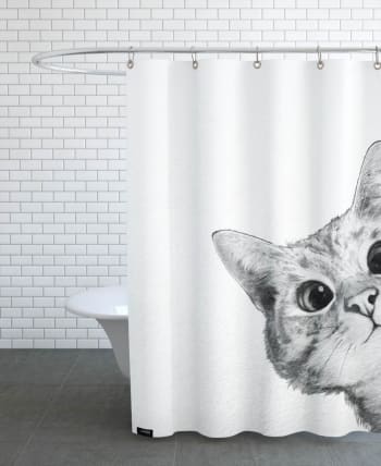Sneaky cat - Rideau de douche en polyester en gris 150x200