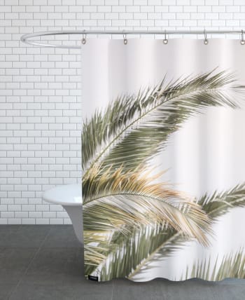 Oasis palm 3 - Rideau de douche en polyester en vert 150x200