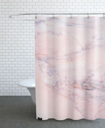 Blush marble - Rideau de douche en polyester en rose 150x200