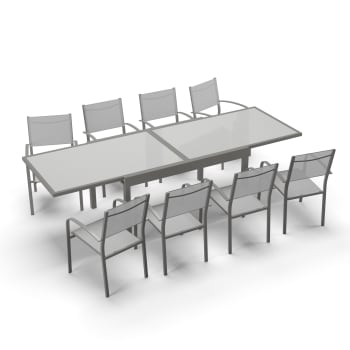 Lio 8 - Table de jardin 8 personnes en aluminium gris