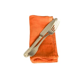 BASES DE LA TABLE - Serviette de table  Lin pur lavé  Orange   45x45