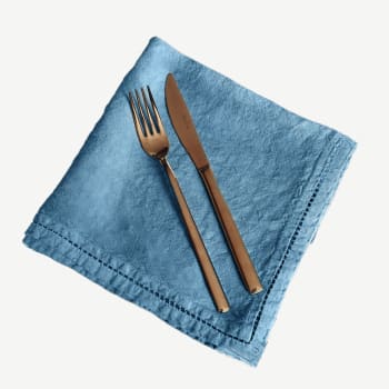 BASES DE LA TABLE - Serviette de table  Lin pur lavé  Turquoise  45x45