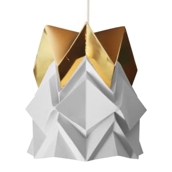 HOUSEKI - Pantalla origami pequeña blanca y dorada en papel