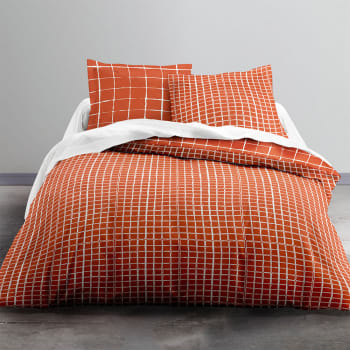 RAIMUNDO - Parure de lit 2 personnes imprimé en Coton Orange 220x240 cm