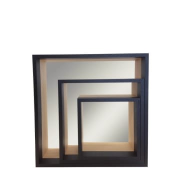 Miroir - Set de 3 miroirs étagères en bois
