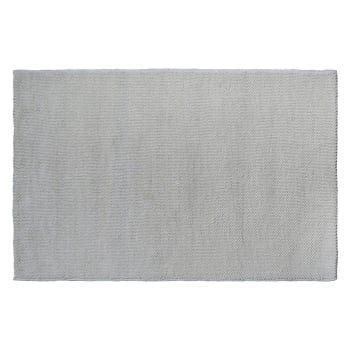 Tapis rectangulaire en laine bouclée écrue tissé main 160 x 230 cm