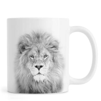 Lion - Mug en céramique en blanc & gris