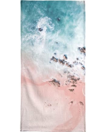 Sea bliss - Serviette de plage en éponge-velours en rose & turquoise 90x180