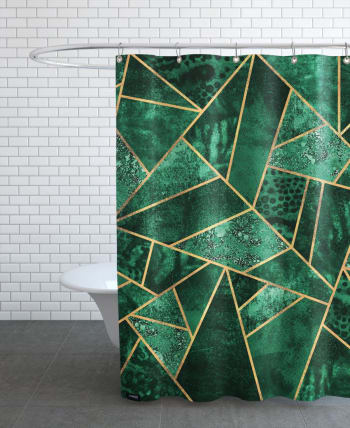 Deep emerald - Rideau de douche en polyester en vert 150x200