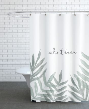 Whatever - Rideau de douche en polyester en blanc & gris 150x200