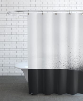 Black 00 - Rideau de douche en polyester en blanc & gris 150x200