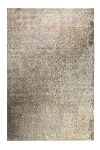 Baroque vintage - Tapis tissé baroque vintage avec relief gris beige 290x200