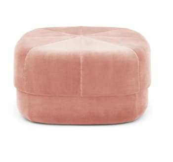 CIRCUS - Pouf velours satiné rose H35cm