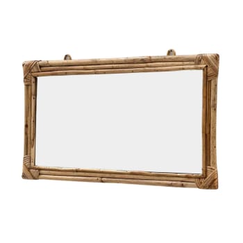 Moka - Miroir rectangulaire en rotin  bois clair 36x67