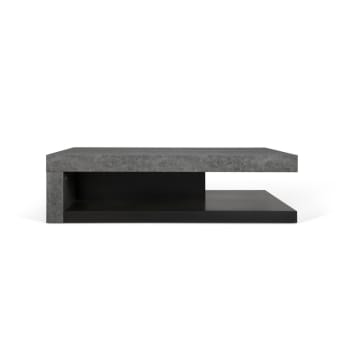 Detroit - Table basse effet bois béton et noir