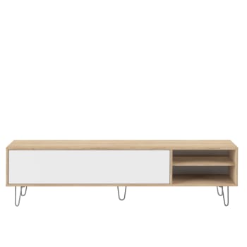 Aero - Mueble de tv efecto madera roble natural y blanco