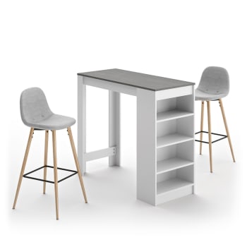 Cocoon - Mesa y sillas efecto madera blanco y hormigón - gris claro