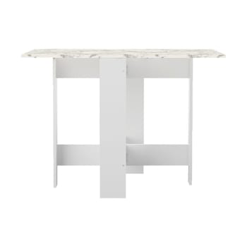 Papillon - Table effet bois blanc et marbre