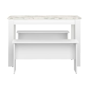 Nice - Table effet bois blanc et marbre