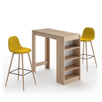 Cocoon - Mesa y sillas efecto madera roble natural - amarillo
