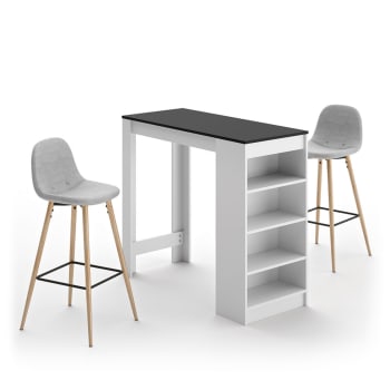 Cocoon - Tavolo effetto legno bianco e nero e sedie grigio chiaro