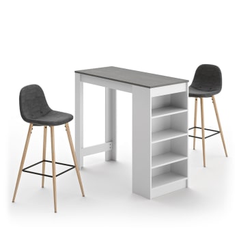 Cocoon - Mesa y sillas efecto madera blanco y hormigón - gris antracita