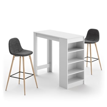Cocoon - Tavolo effetto legno bianco e sedie grigio antracite