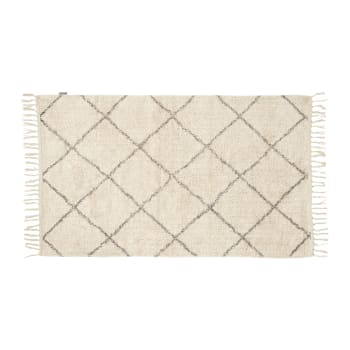 Rhomb - Teppich aus Baumwolle cremeweiß 90x150cm