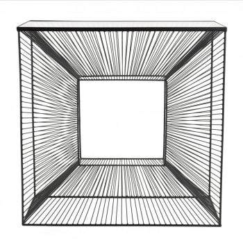 Theodore - Console carrée plateau verre métal noir
