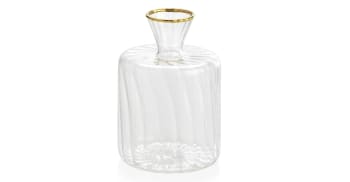 STRIÉ - Mini vase en verre strié et doré H9,5cm